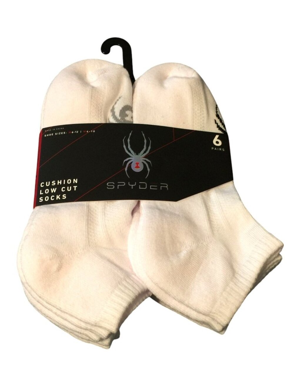 Spyder Men's Low Cut Socks Size 6-12 White Set of 6